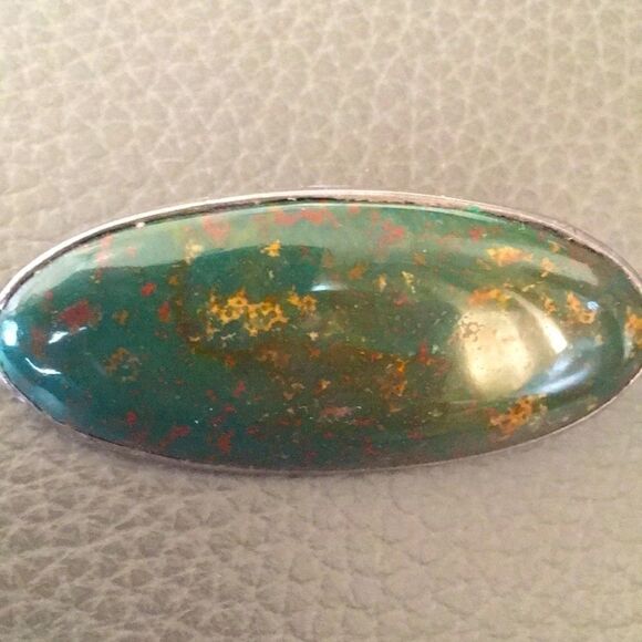 Vintage metal brooch One of a Kind Artist handmade sterling silver Stone pin - Picture 13 of 13